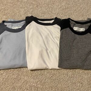 Set of Three Abercrombie Kids Boys  Raglan T-Shirts in Blue, White, and Gray